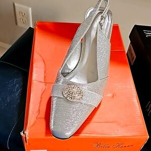 Silver sling back shoe